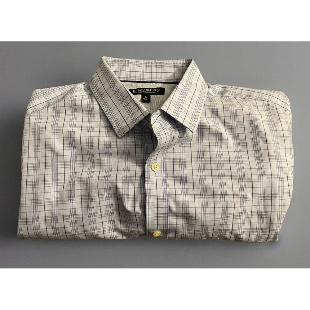 Banana Republic Long Sleeve Button Up Shirt Multi Color Plaid Slim Large JBHS